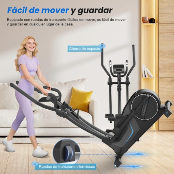 Neezee Elliptical Exercise Machine for Home, Ultra-Quite Elliptical Machine with LCD Monitor, App Compatible, Pulse Sensor, Bottle Holder