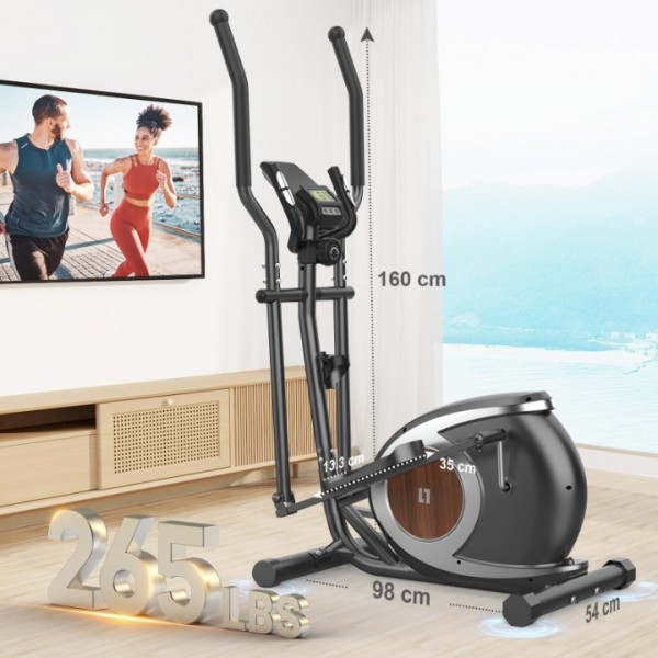 Neezee Elliptical Exercise Machine, Ultra-Quiet Compact Cross Trainer, 16 Levels of Magnetic Resistance Elliptical Machine, Pulse Sensors, LCD Display, Device Mount
